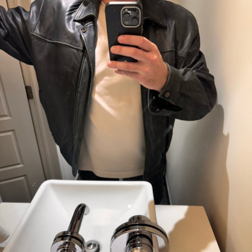 Vintage Danier Black Leather Bomber Jacket - Picture 2 of 3